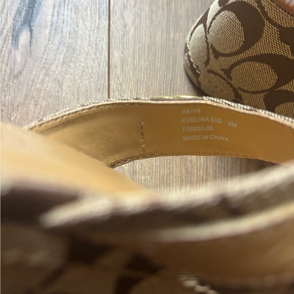 Coach Signature Pattern Tan Wedges - Picture 3 of 3